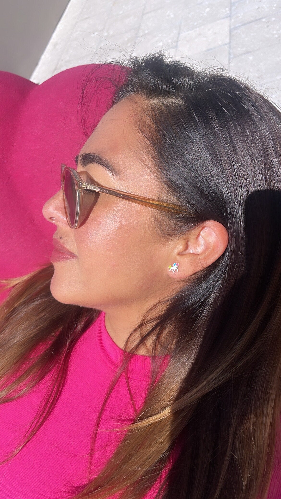 18k Gold Filled Enamel Colorful Unicorn Stud Earring, Children Jewlery, Unicorn Studs, Gold Stud Earrings, Colorful Jewlery