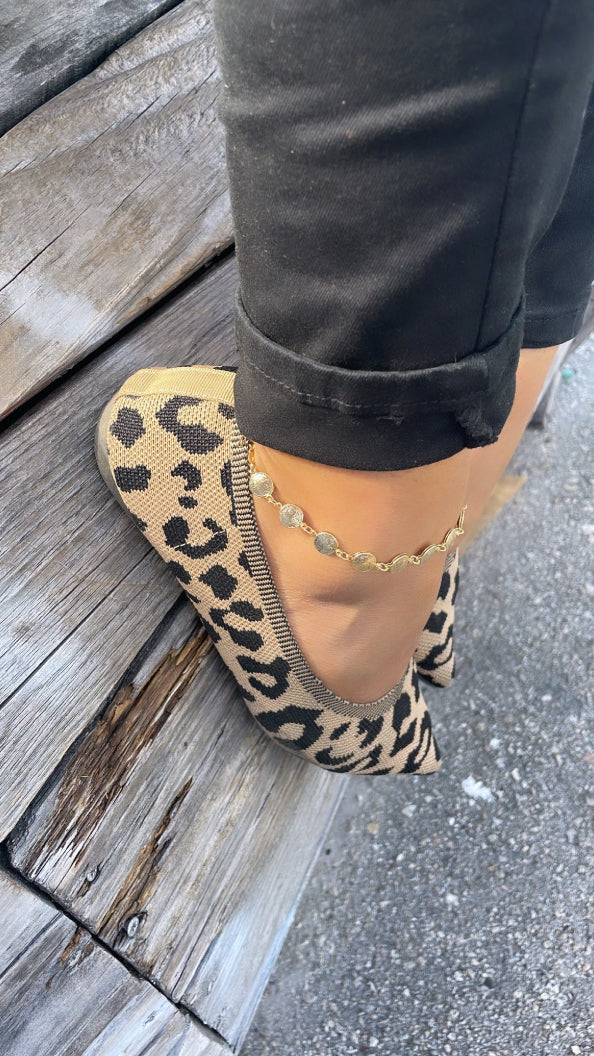 18k Gold Layered San Benito double sided medal anklet