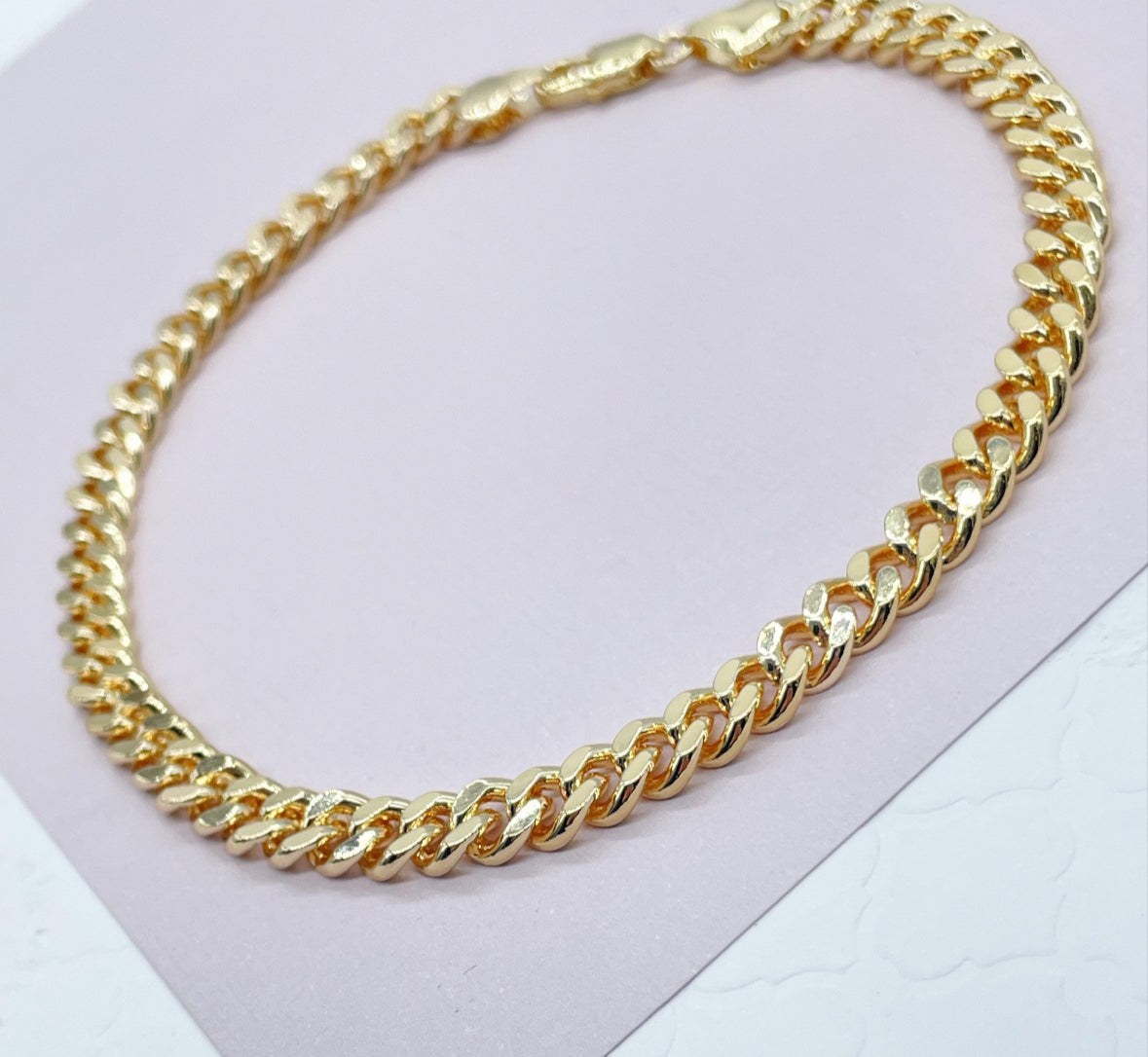 Anklet 18k Gold Layered 6mm Chunky Cuban Link, Gold Layered Curb Link Anklet,