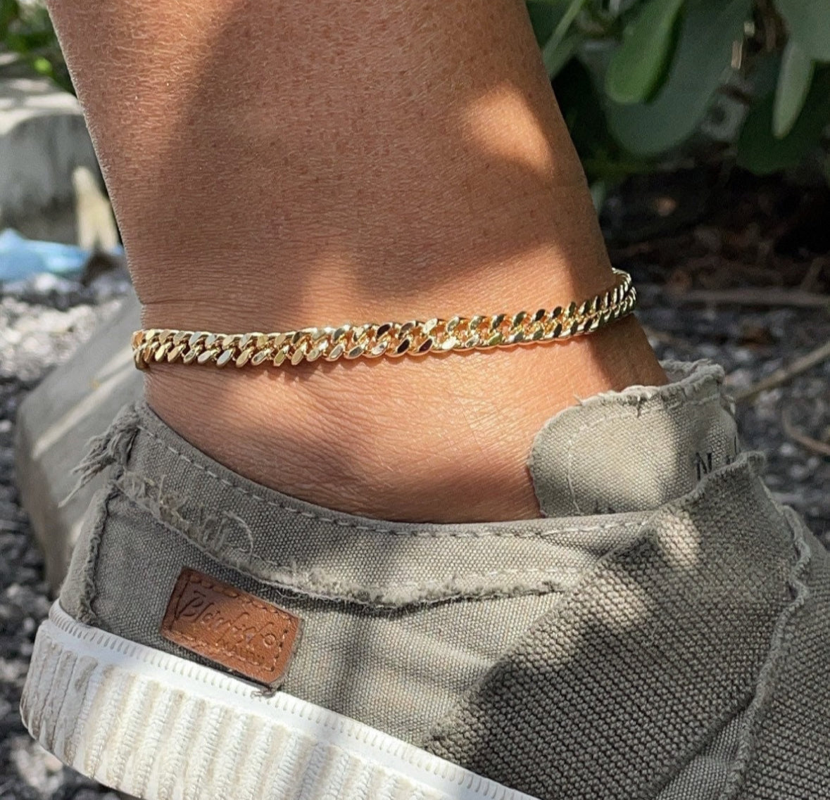 Anklet 18k Gold Layered 6mm Chunky Cuban Link, Gold Layered Curb Link Anklet,
