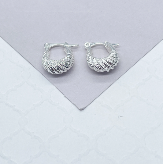 Silver Layered Baby Croissant Hoop
