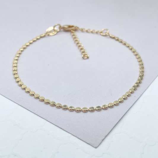 18k Gold Layered Flat Beaded Bracelet