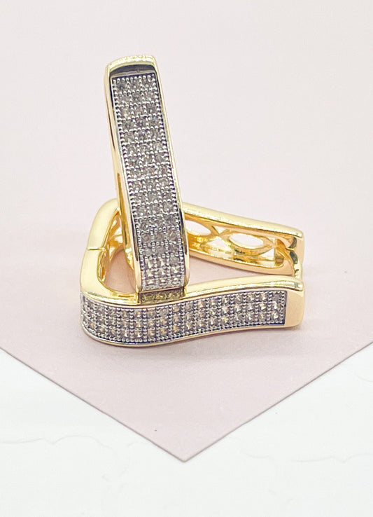 18k Gold Filled Hoop Earrings: Square Guitar Pick Design