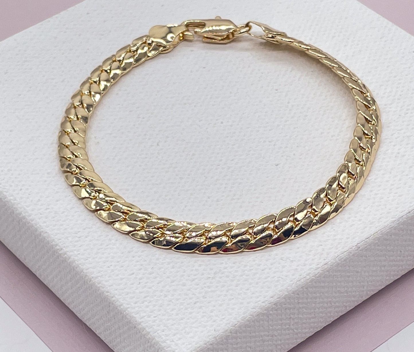 18k Gold Filled 6mm Flat Snake Like Bracelet Dainty Jewelry And Jewelry Making Supplies