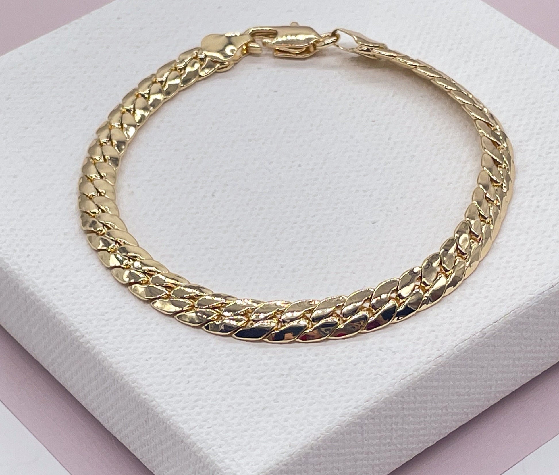 18k Gold Filled 6mm Flat Snake Like Bracelet Dainty Jewelry And Jewelry Making Supplies