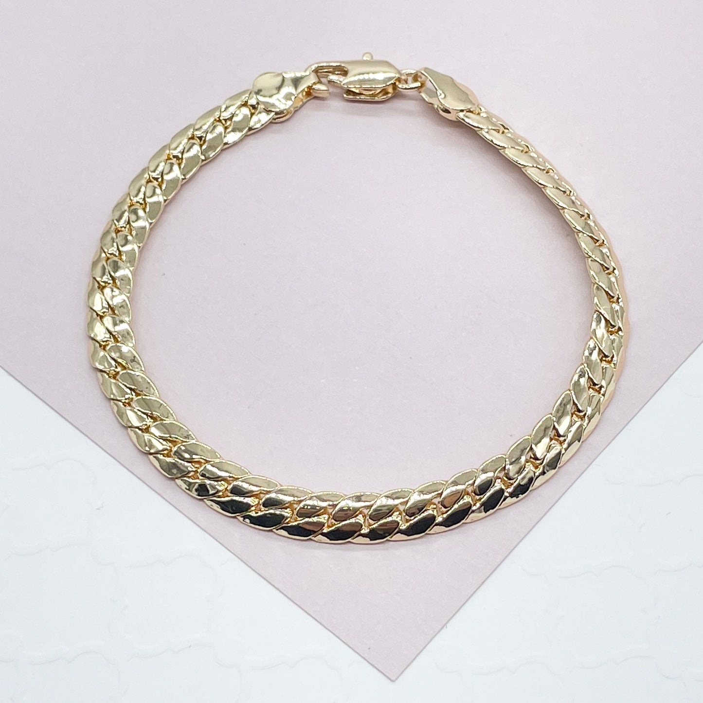 18k Gold Filled 6mm Flat Snake Like Bracelet Dainty Jewelry And Jewelry Making Supplies