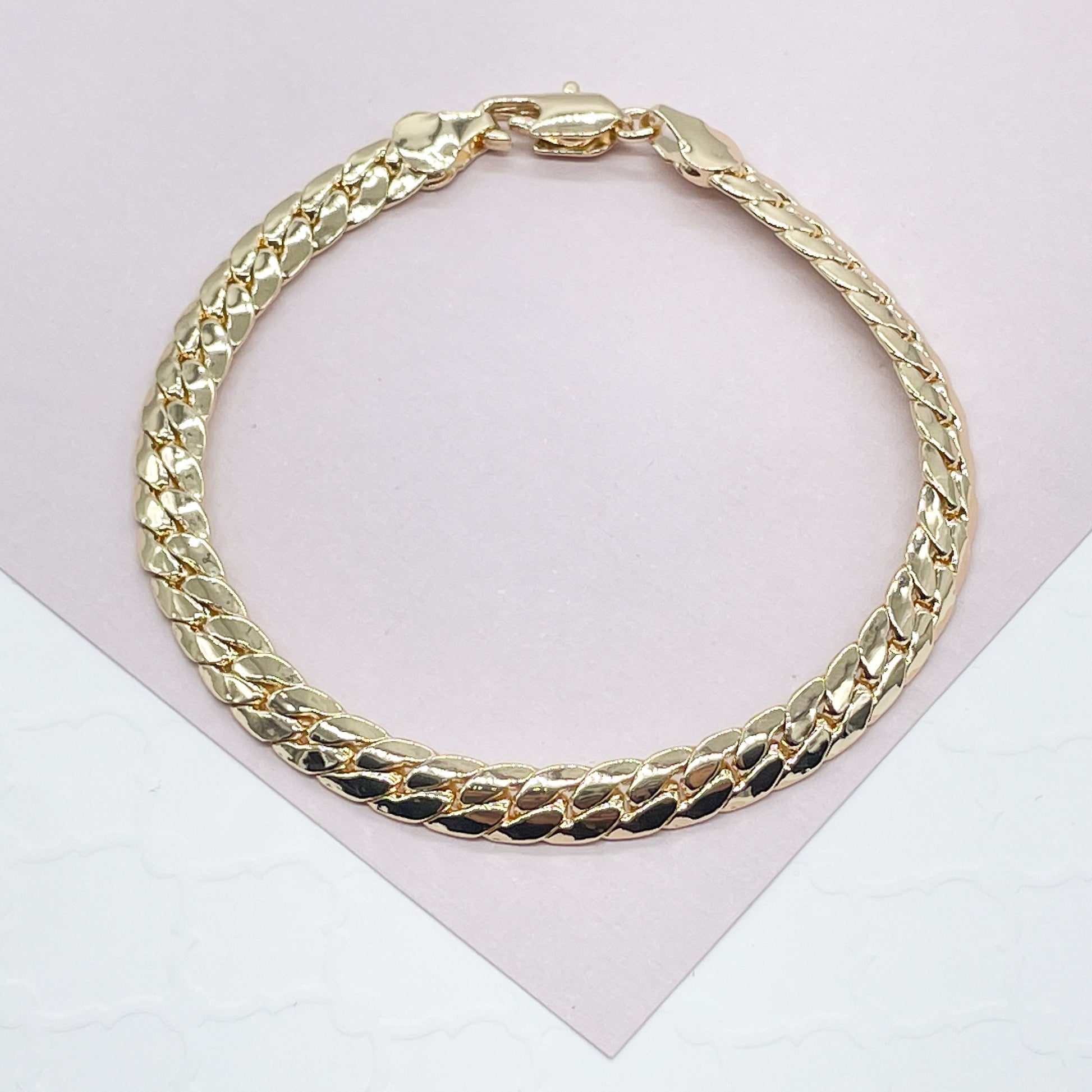 18k Gold Filled 6mm Flat Snake Like Bracelet Dainty Jewelry And Jewelry Making Supplies