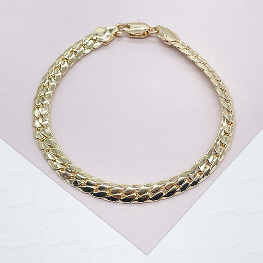 18k Gold Filled 6mm Flat Snake Like Bracelet Dainty Jewelry And Jewelry Making Supplies