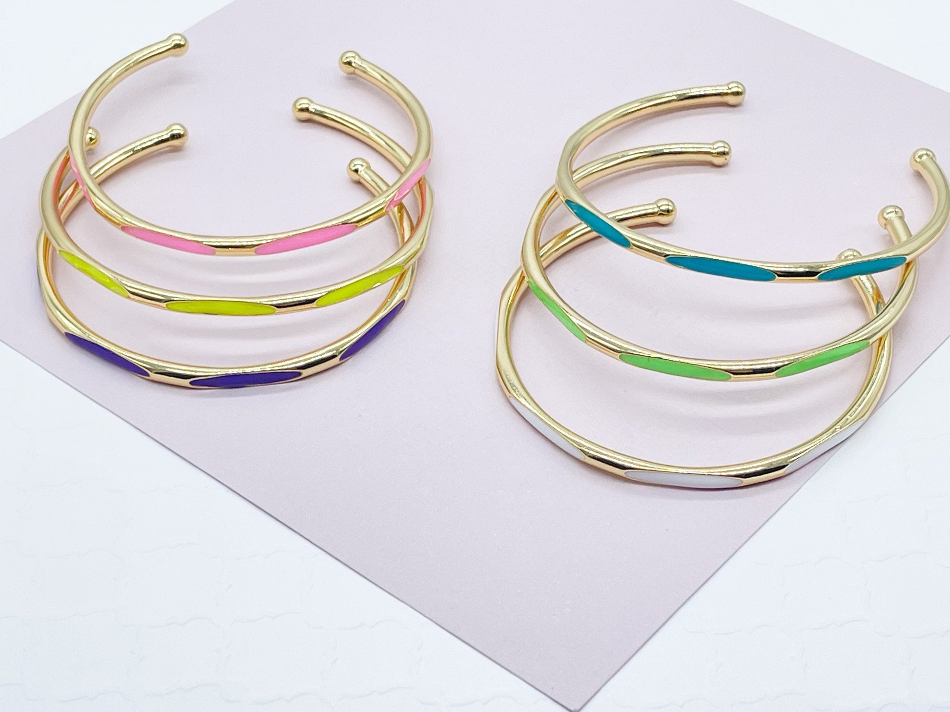 18k Gold Filled Colorful Enamel Cuff Bracelet