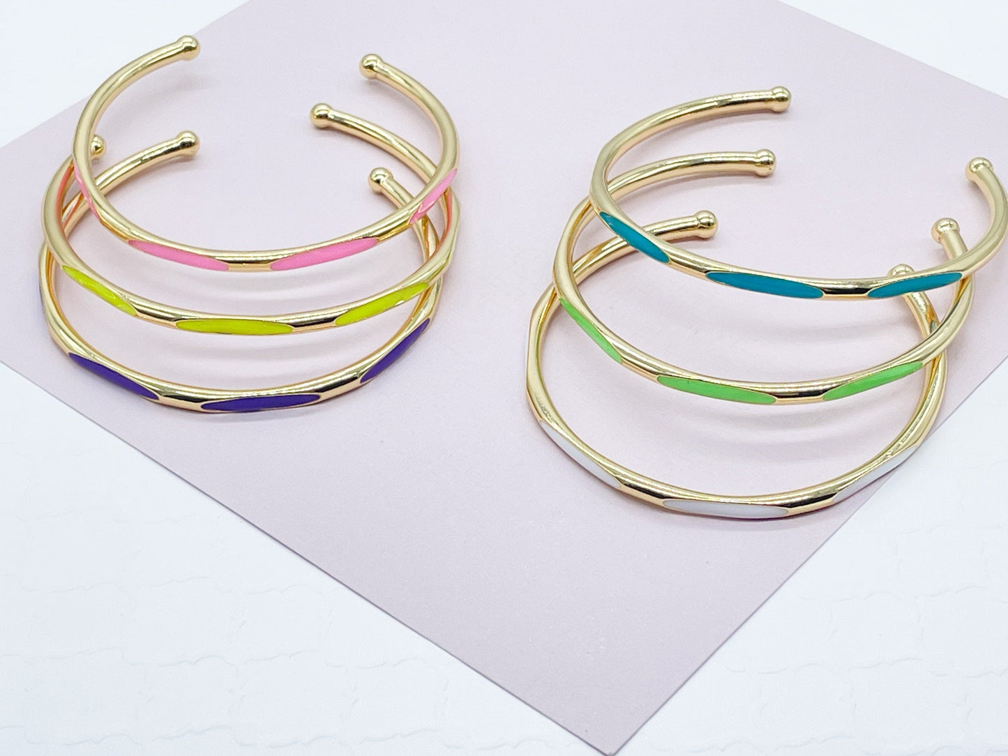 18k Gold Filled Colorful Enamel Cuff Bracelet