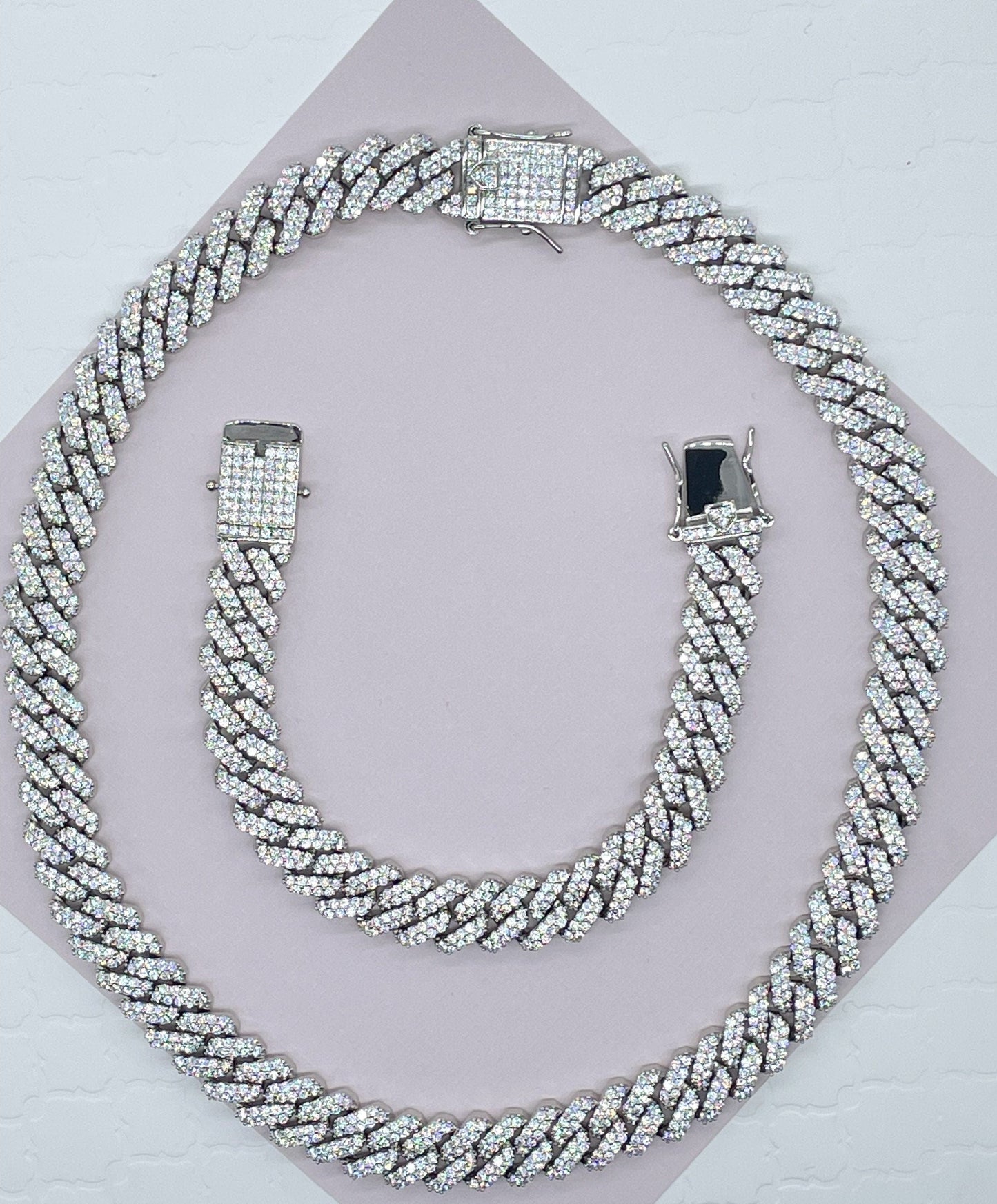 18k Gold Filled Hip Hop Luxury Micro Pave Cubic Zirconia Bling Set Miami Cuban