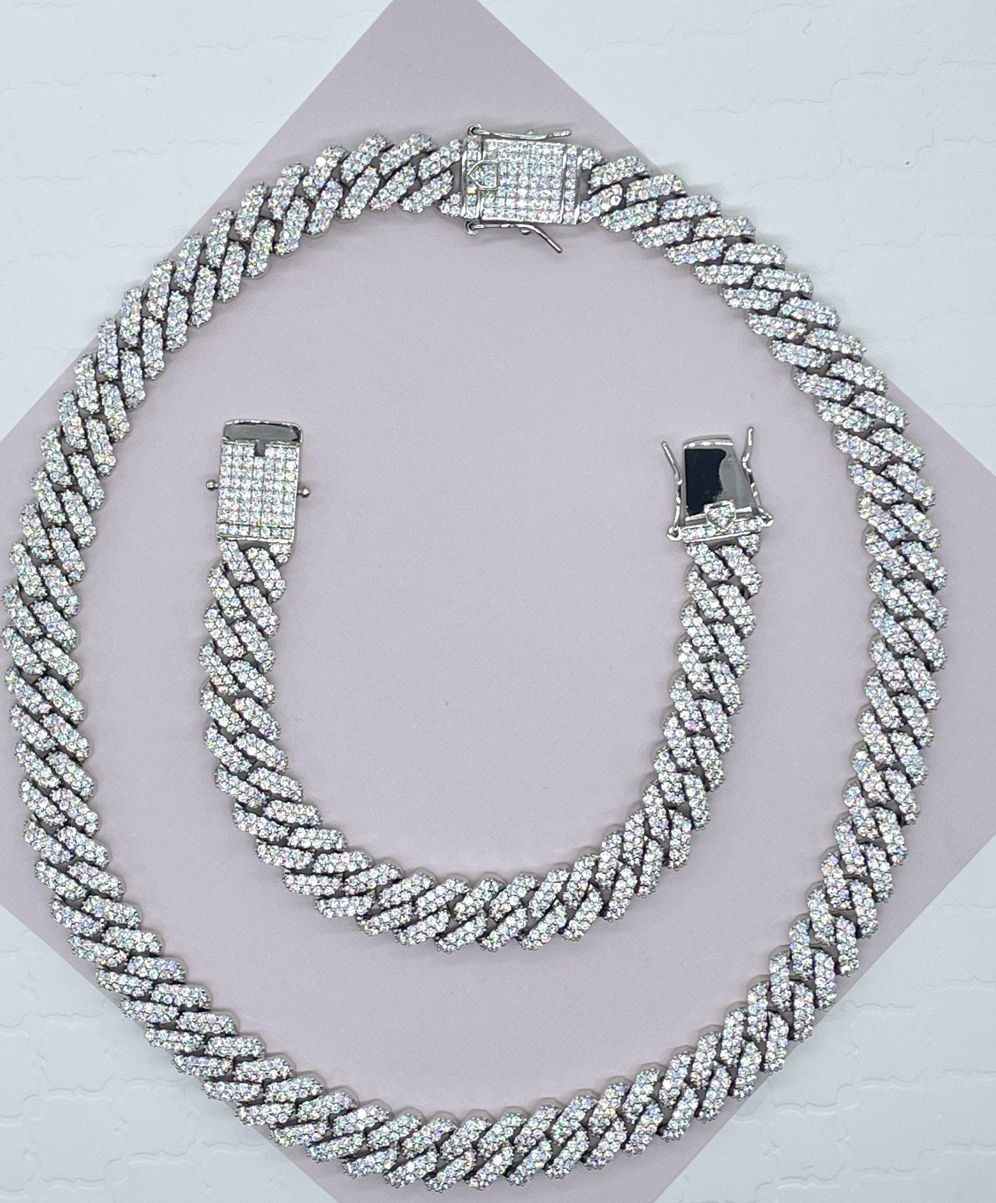 18k Gold Filled Hip Hop Luxury Micro Pave Cubic Zirconia Bling Set Miami Cuban