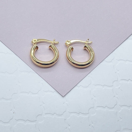 18k Gold Layered Small Plain 15mm Hoop