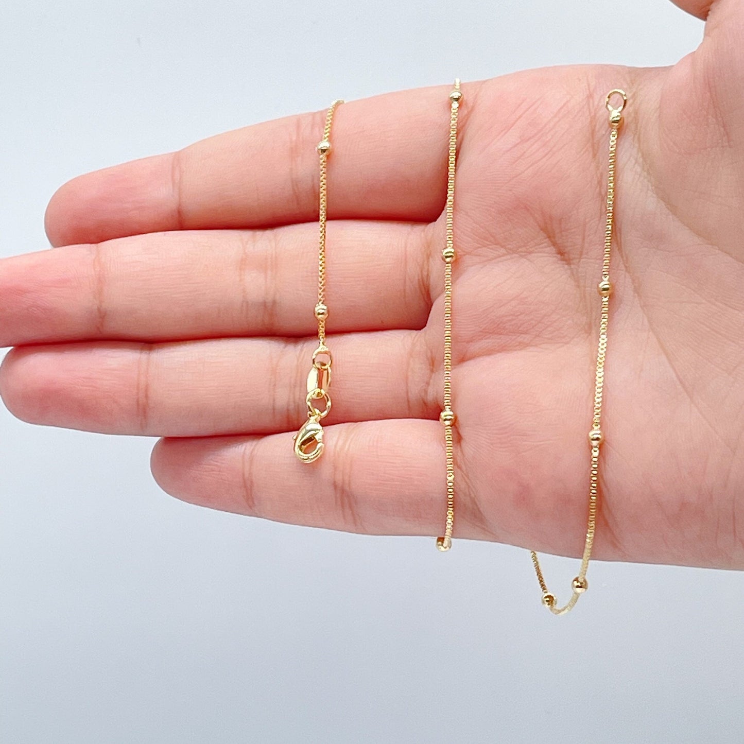 18k Gold Filled Satellite Chain 1mm Necklace For Wholesale And Jewelry Supplies