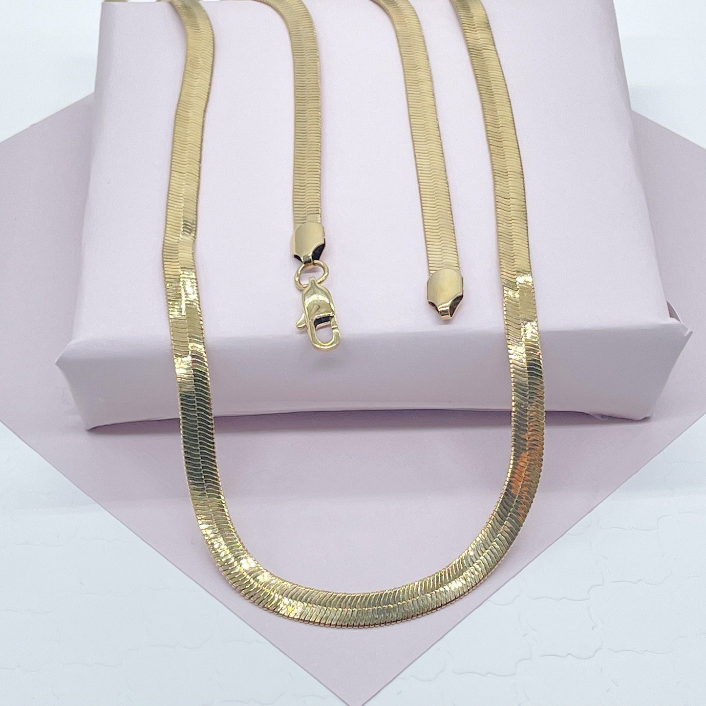 18k Gold Filled Herringbone Chain Necklace 6mm For Wholesale And Jewelry