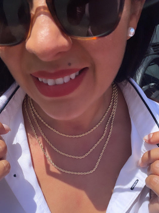 18k Gold Layered Thin Rope Chain 2mm Necklace For Wholesale And Jewelry Supplies
