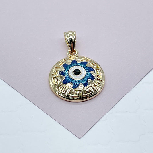 18k Gold Filled 20mm Protection Blue Evil Eye Charm Gold Pendant