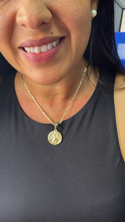 18k Gold Filled Our Lady of Charity Coin Pendant - Catholic Caridad Del Cobre Charm