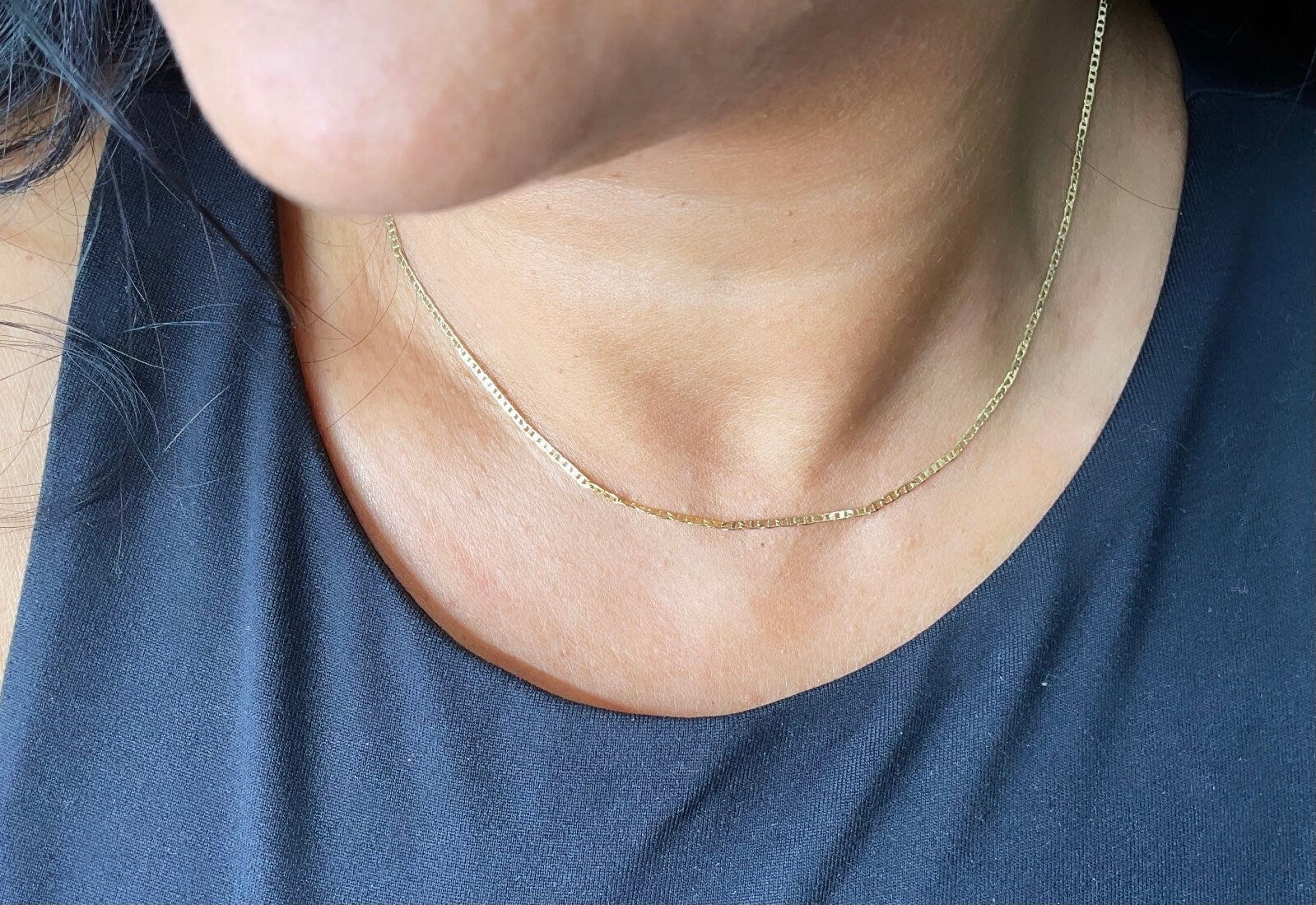 Very Delicate and Thin 18k Gold Filled 1.5mm Mariner Link Chain For Wholesale