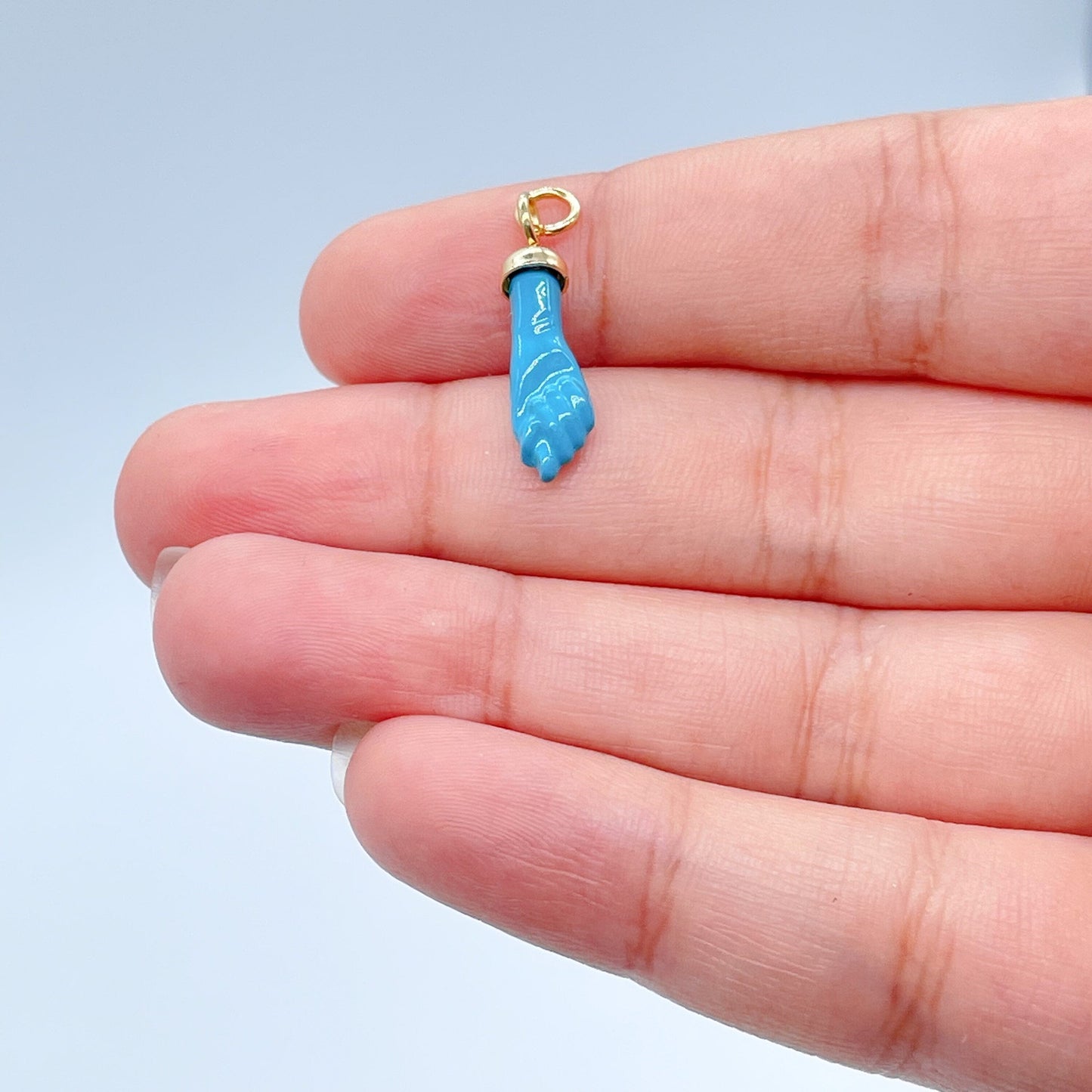 18k Gold Filled 15mm Protection "Figa" Charm In Blue, Red, Black Or White Colors