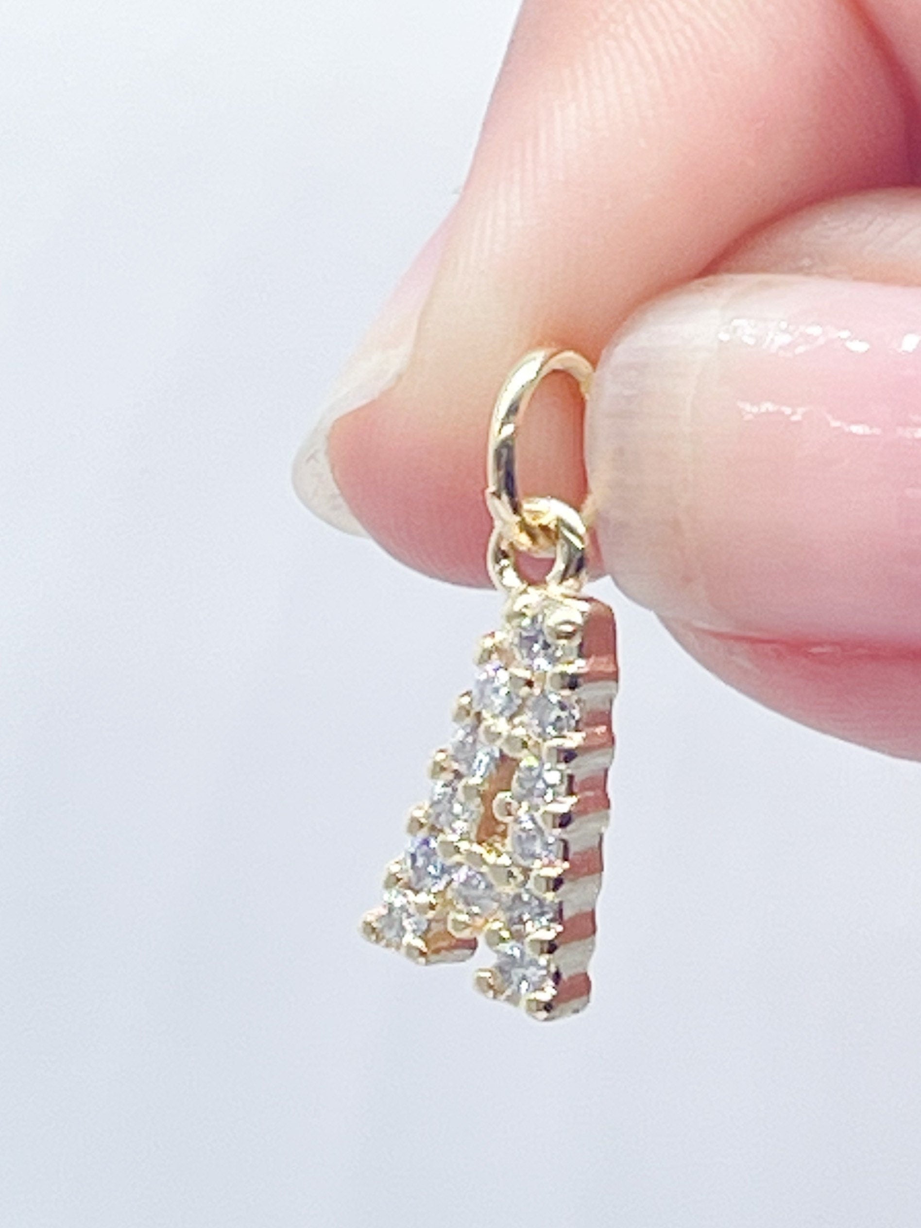 18k Gold Filled Cubic Zirconia Alphabet Letters Charms CZ Dainty Pendants