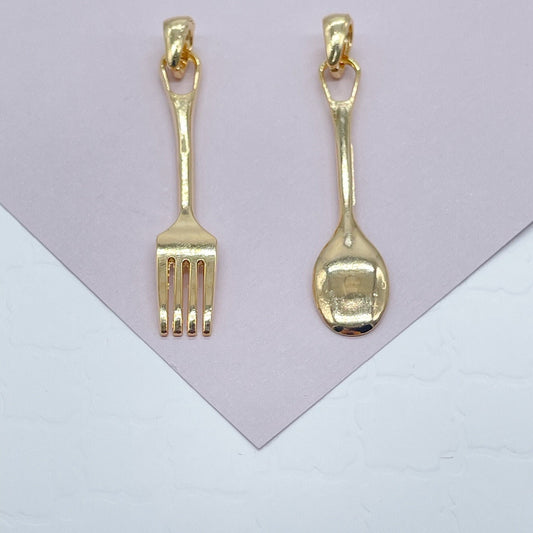 18k Gold Filled k & Spoon Charms, Dainty Spoon Pendant, Dainty k Pendant And Jewelry Making Supplies