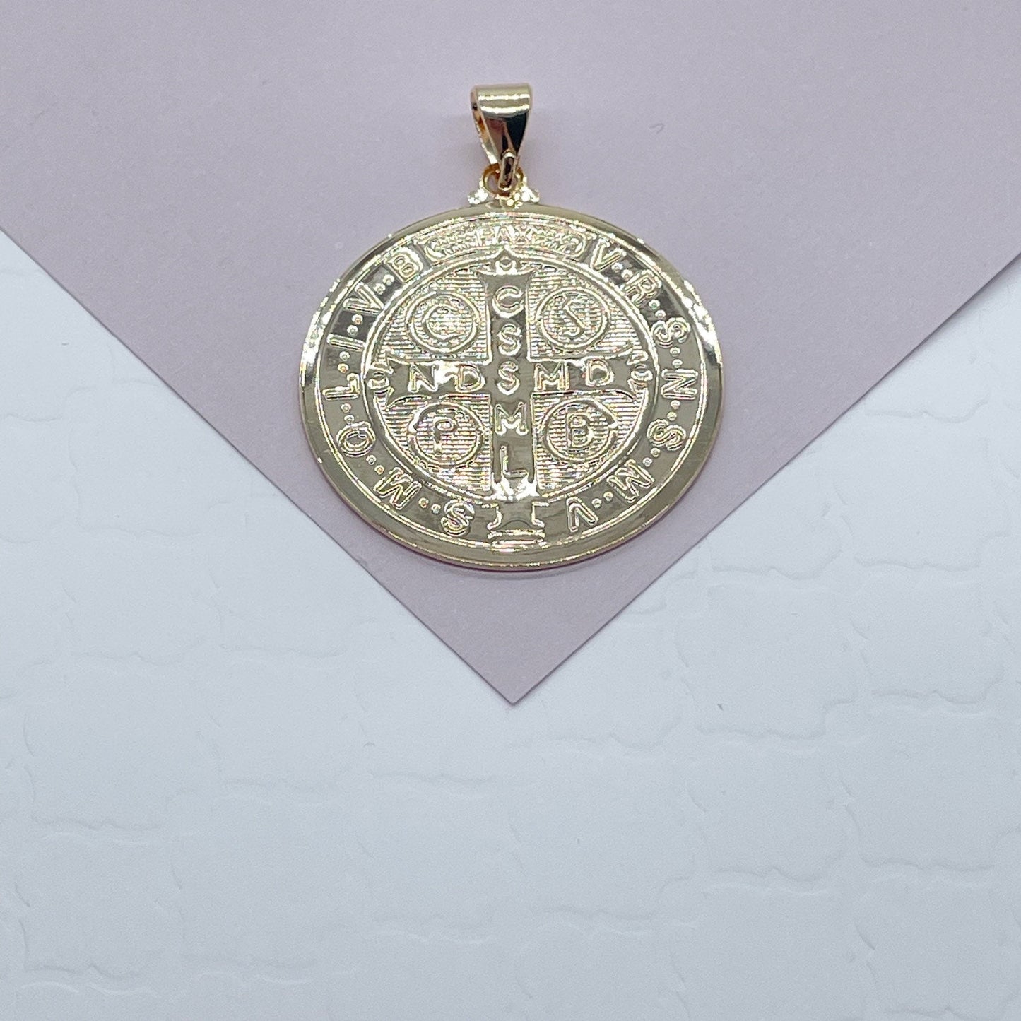 Double Sided 18k Gold Filled Saint Benedict Charm For Wholesale And Jewelry