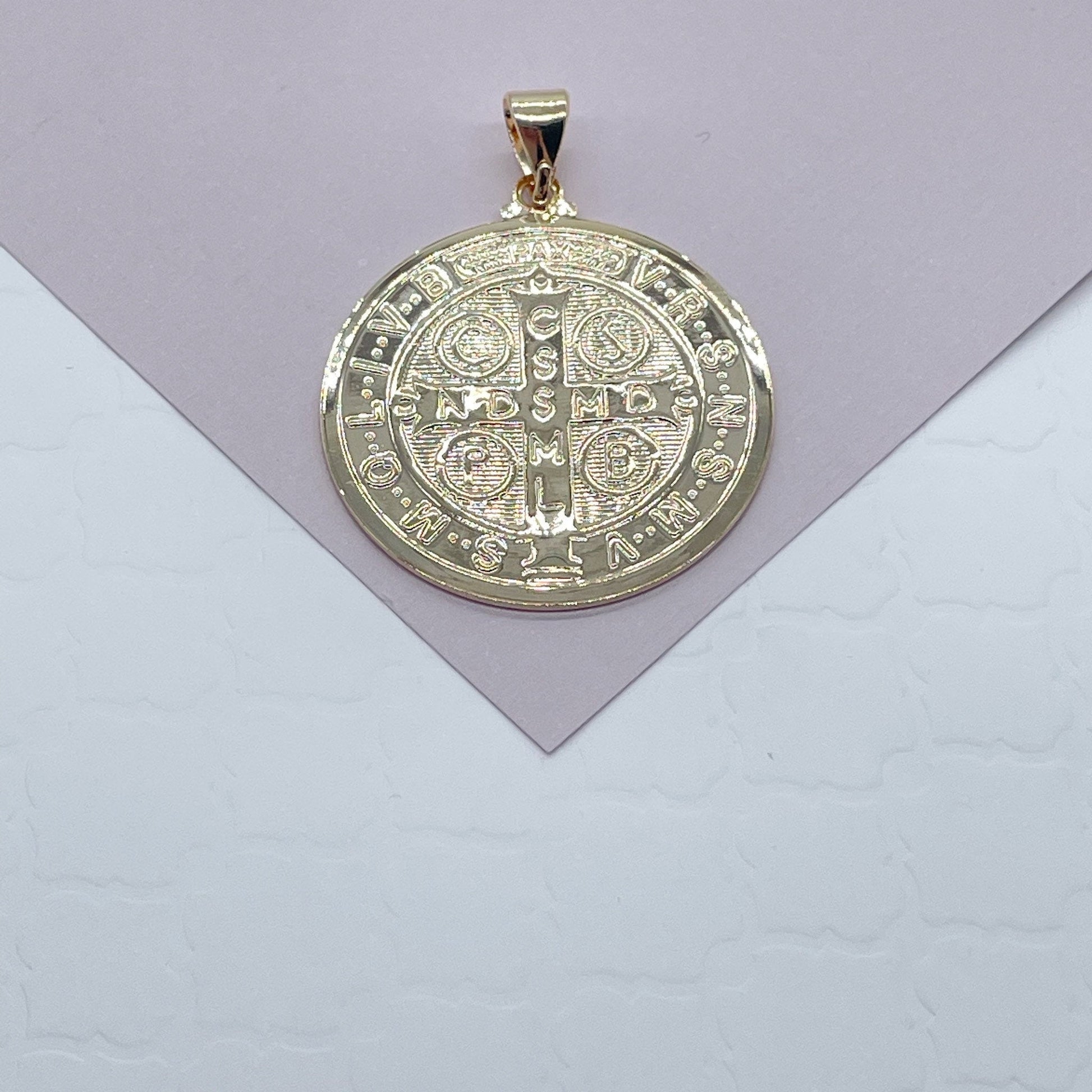 Double Sided 18k Gold Filled Saint Benedict Charm For Wholesale And Jewelry