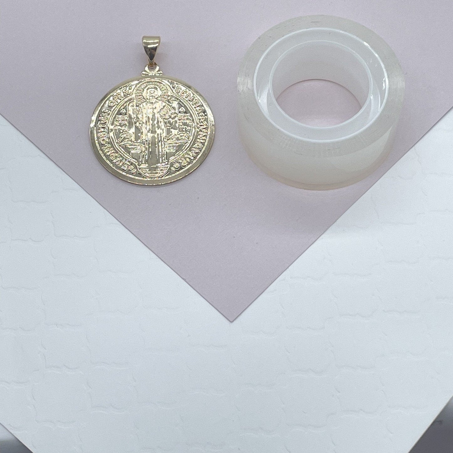 Double Sided 18k Gold Filled Saint Benedict Charm For Wholesale And Jewelry