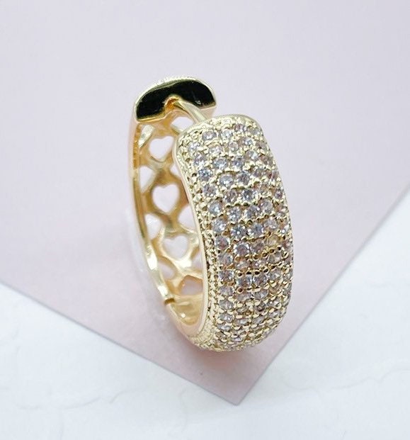 18K Gold Filled Micro Pave Cubic Zirconia Clicker Hoop Earrings