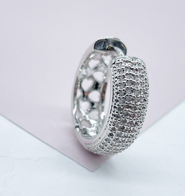 18K Gold Filled Micro Pave Cubic Zirconia Clicker Hoop Earrings