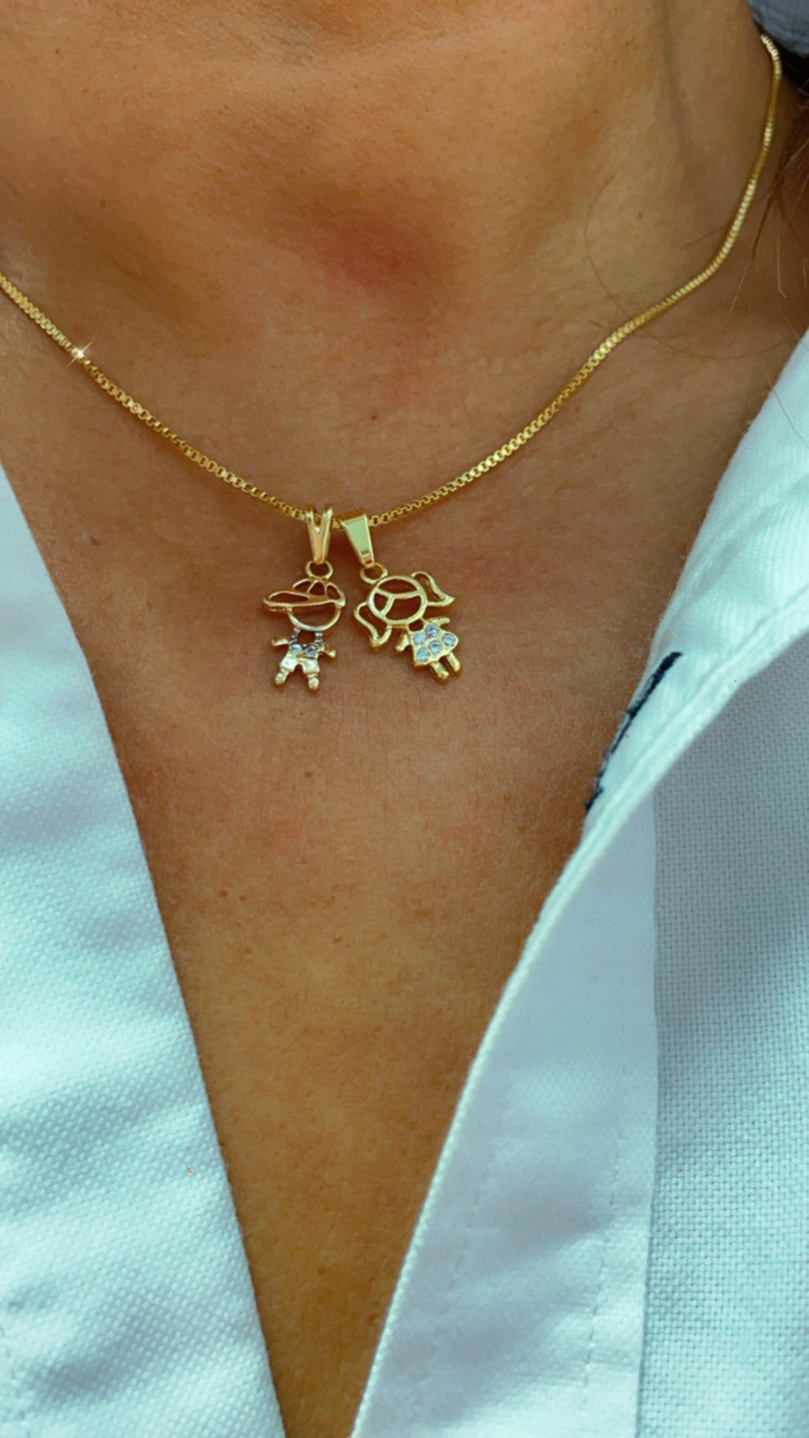 18k Gold Filled Kids Charms Boy in a Hat or Girl Featuring Cubic Zirconia and Jewelry Supplies Family Jewelry Mother