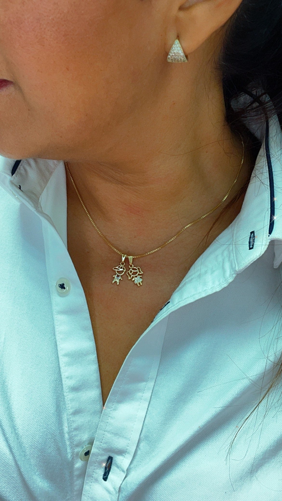 18k Gold Filled Kids Charms Boy in a Hat or Girl Featuring Cubic Zirconia and Jewelry Supplies Family Jewelry Mother