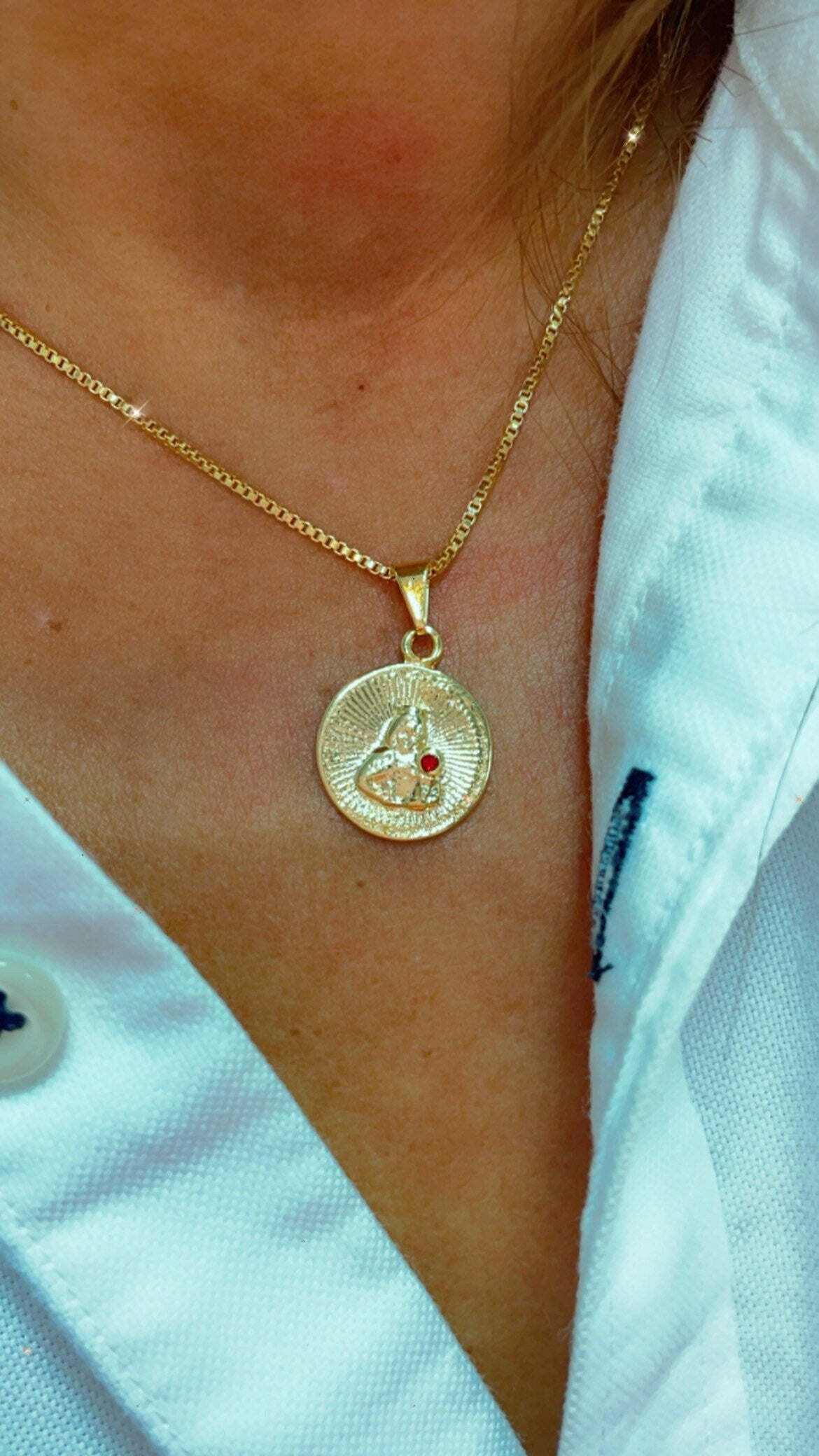 18k Gold Filled Santa Barbara Charm Featuring Crystal Ruby And Jewelry Making Supplies Religious Catholic Pendants