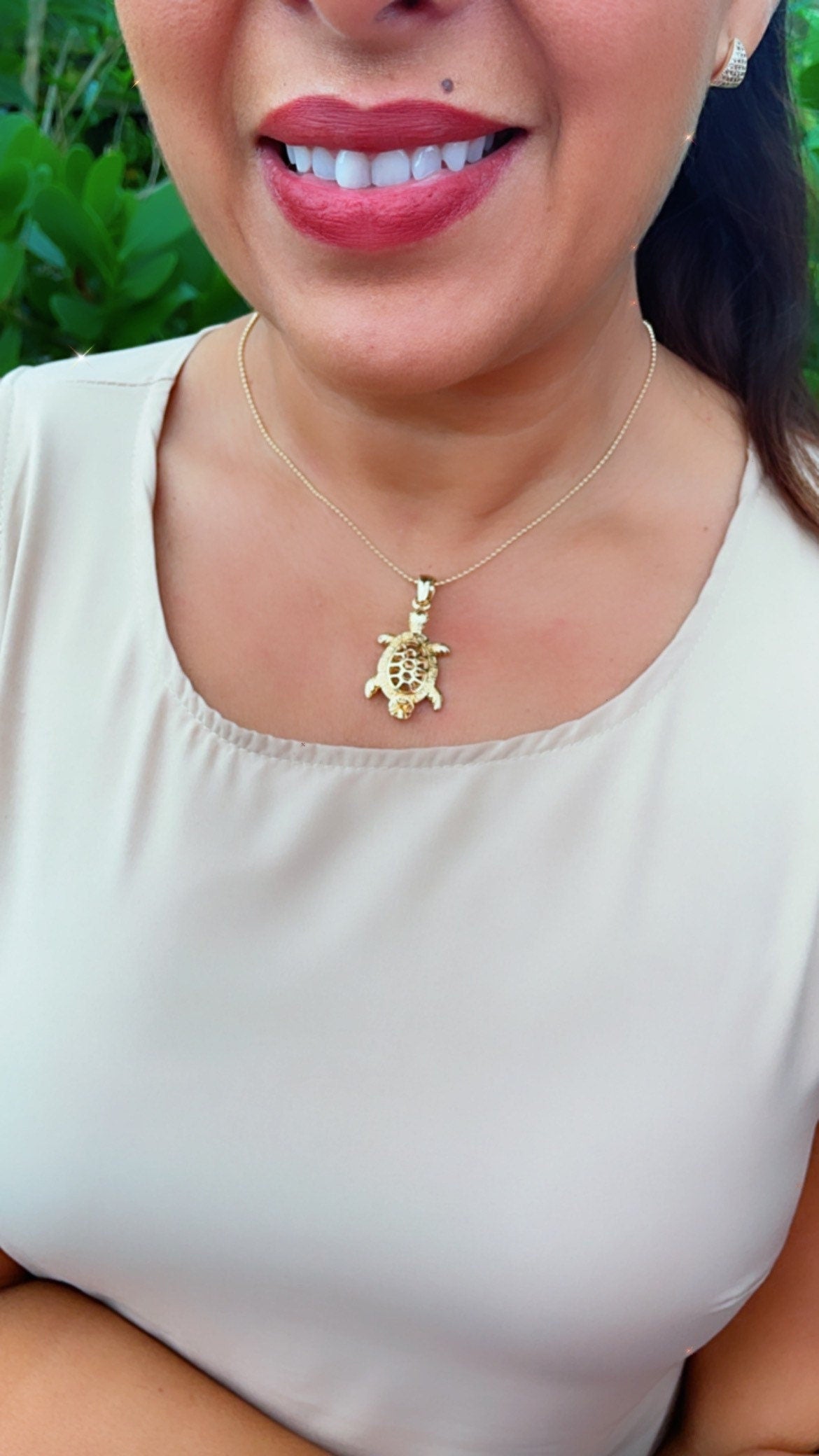 18k Gold Filled Double Sided 3-D Turtle Charm Featuring Large Bail And Jewelry Making Supplies Pendants Marine Nature Inspired