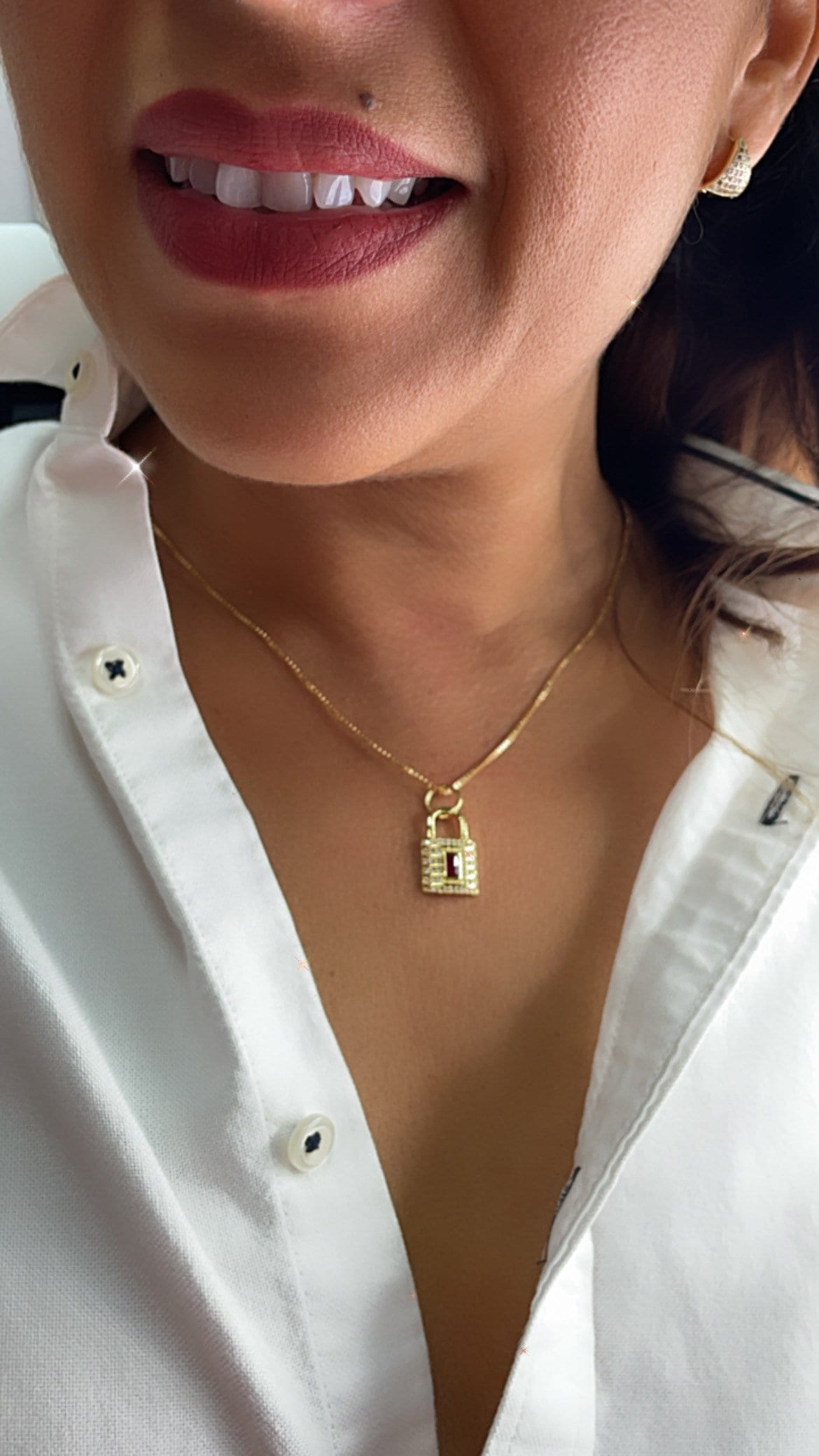 18k Gold Filled Lock Charm with Micro Pave Cubic Zirconia Featuring Dainty