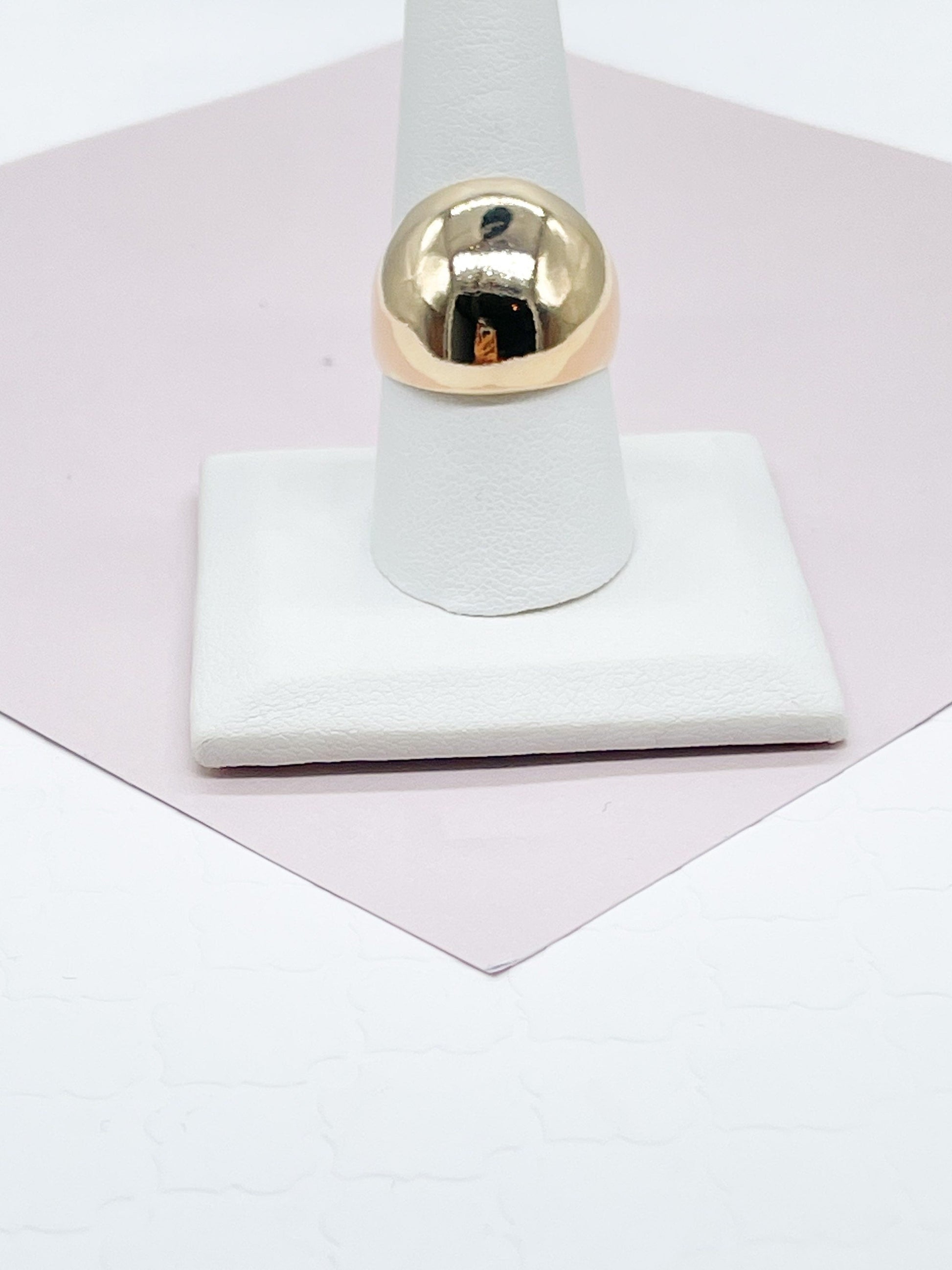 18k Gold Filled Chunky but Hollow Inside Plain Round Band Ring