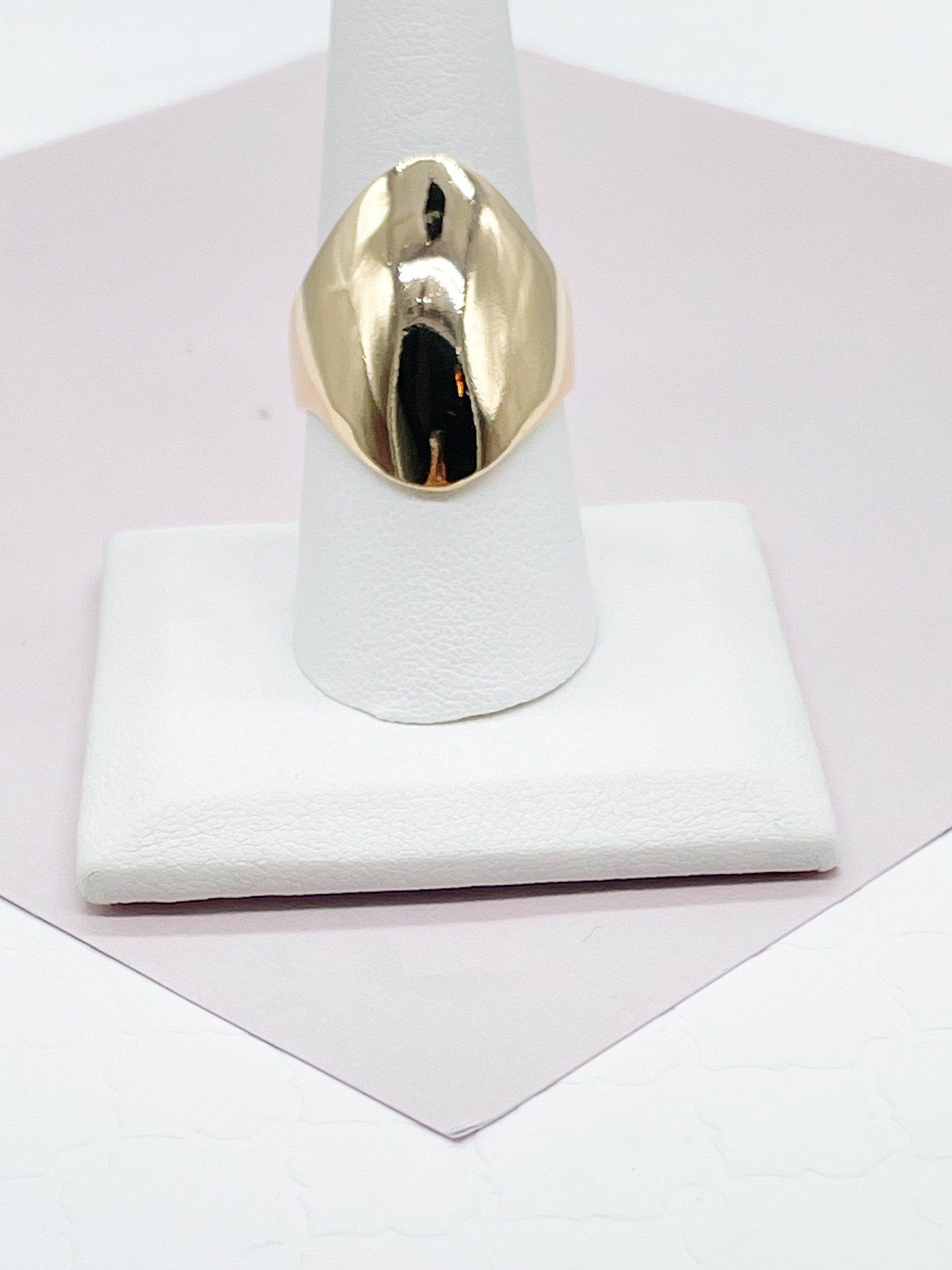 18k Gold Filled Chunky Plain Oval Band Ring