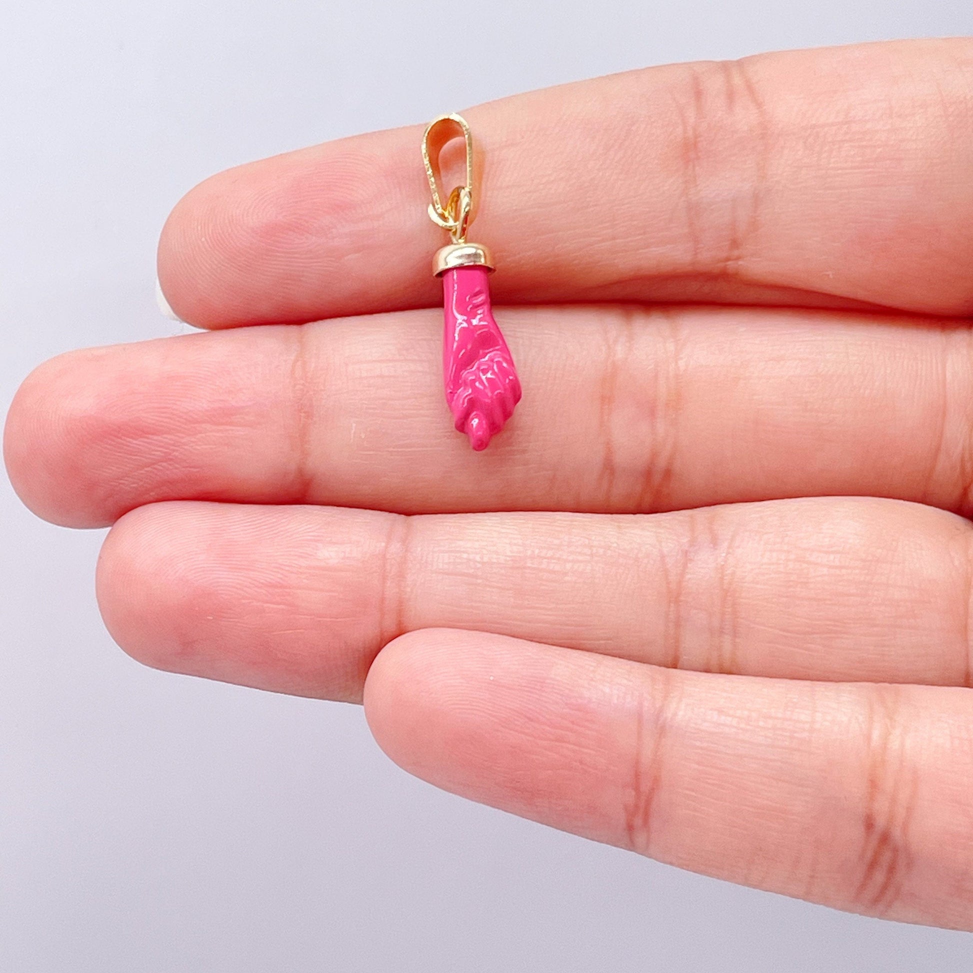 18k Gold Filled 15mm Protection "Figa" Charm In Blue, Red, Black Or White Colors