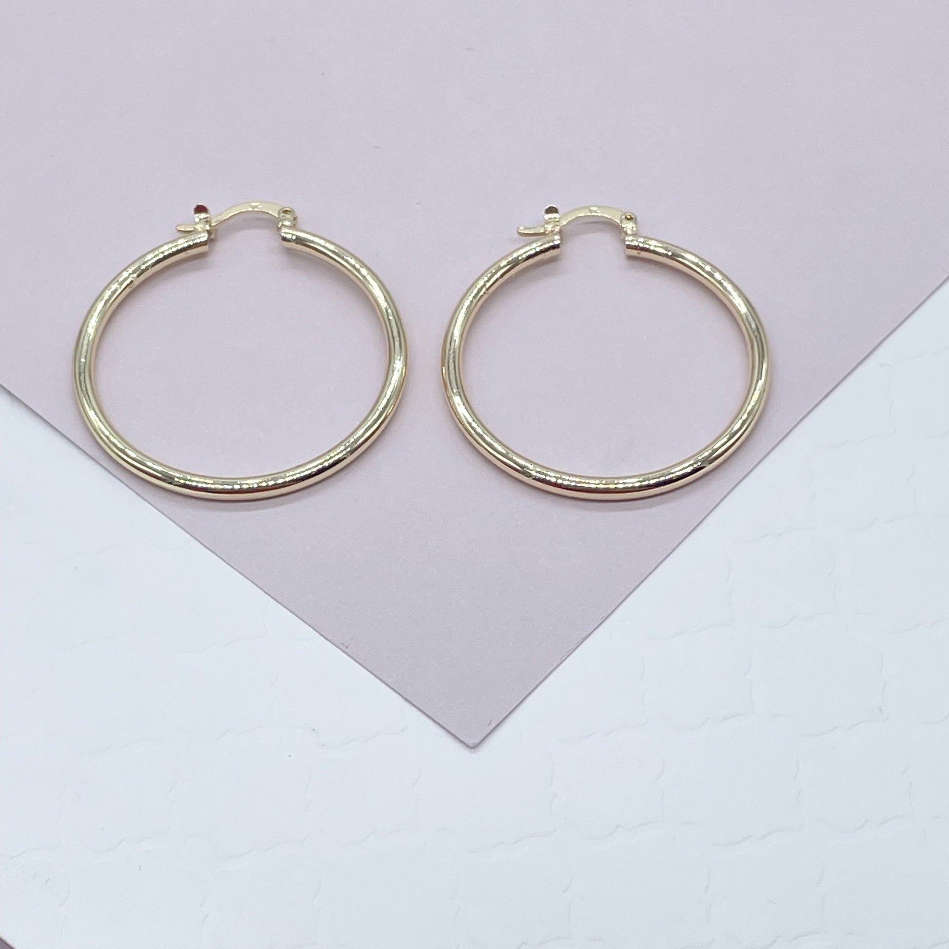 18k Gold Filled Plain Hoop Earrings Available Small, Medium, Large Sizes For the