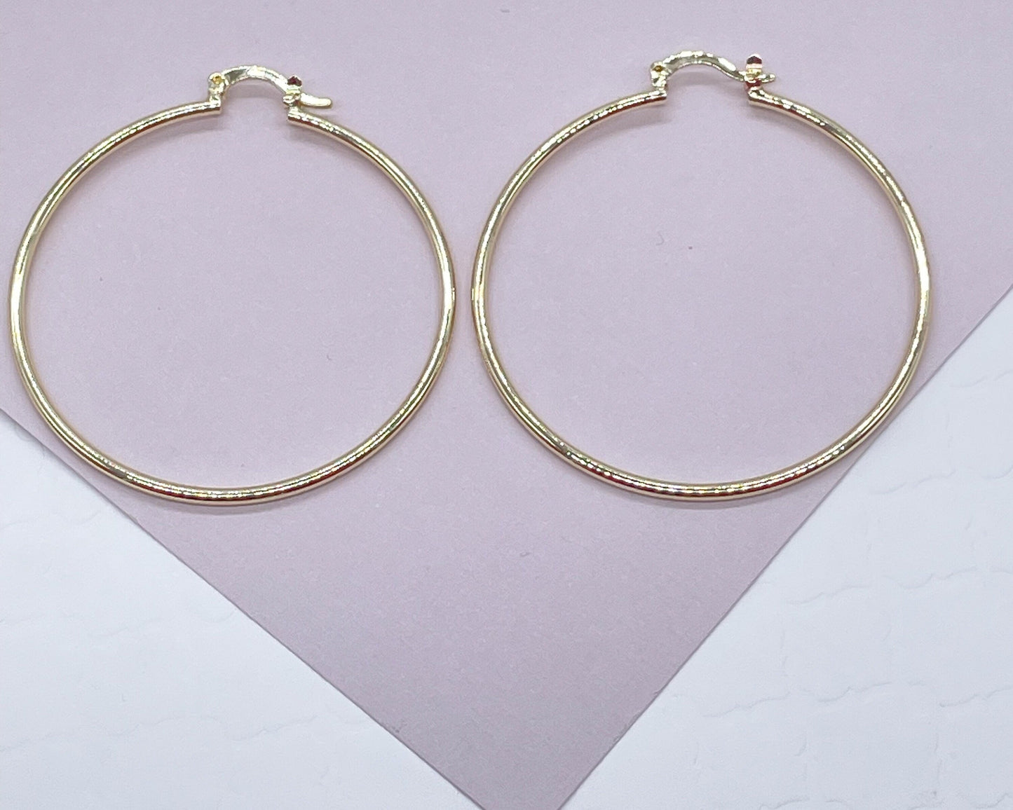 Light 18k Gold Filled Ultra Thin Hoops 1.7mm Thickness In S, M, L Sizes And Jewelry Making Supplies