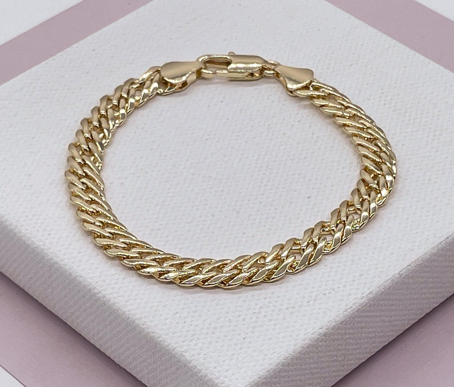 18k Gold Filled Double Cuban link bracelet In Available in Size 8 Inches by