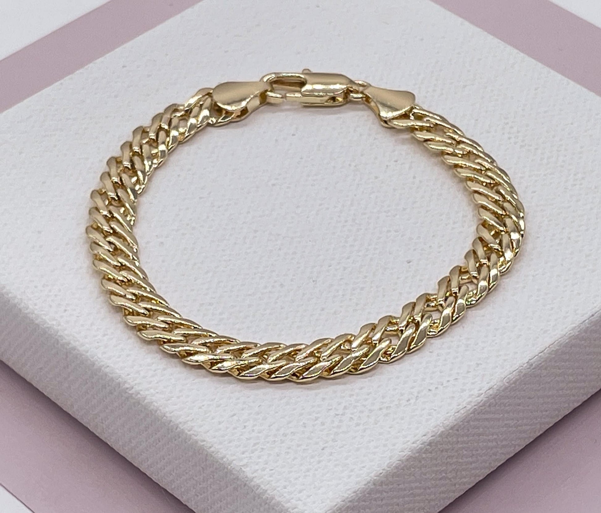 18k Gold Filled Double Cuban link bracelet In Available in Size 8 Inches by
