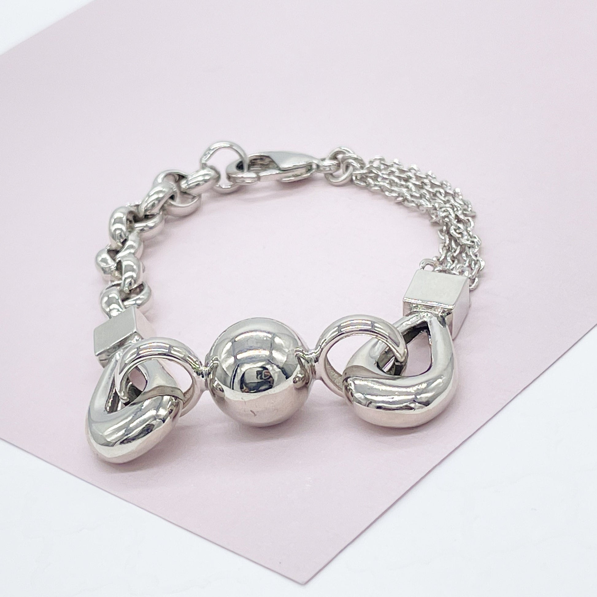 18k Gold Filled Ball Bracelet Featuring Sphere Loosed Connected By Mix Of Rolo