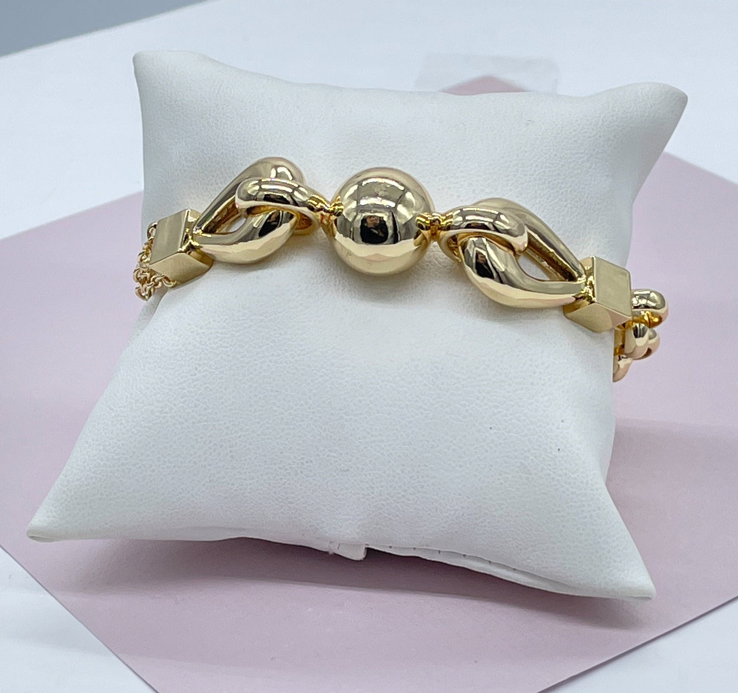 18k Gold Filled Ball Bracelet Featuring Sphere Loosed Connected By Mix Of Rolo