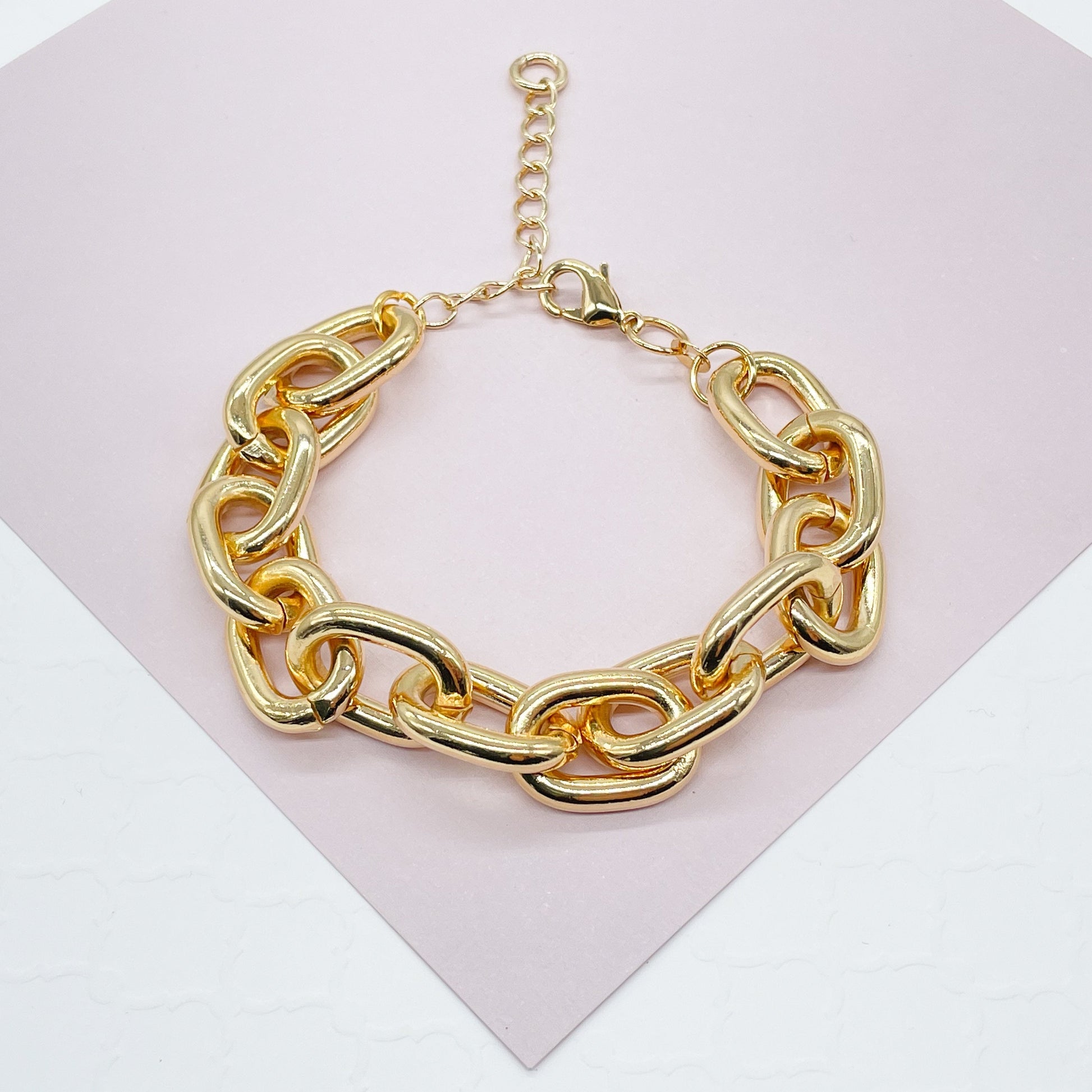 18k Gold Filled Chunky Link Bracelet - 7 Inch