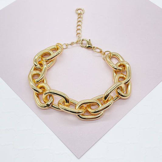 18k Gold Filled Chunky Link Bracelet - 7 Inch