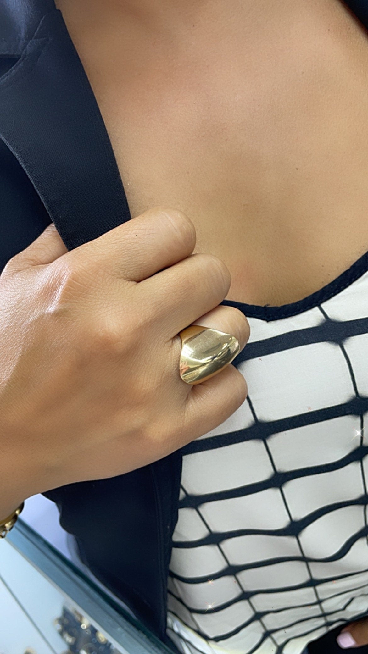 18k Gold Filled Chunky Plain Oval Band Ring