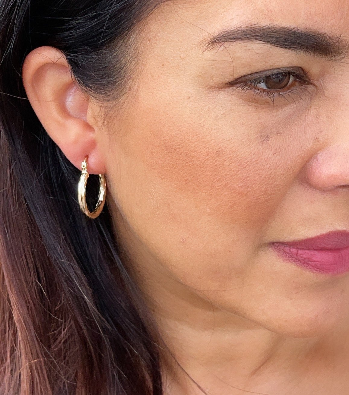 18k Gold Filled Small Diamond Textured Hoops Earrings Available in 25mm For