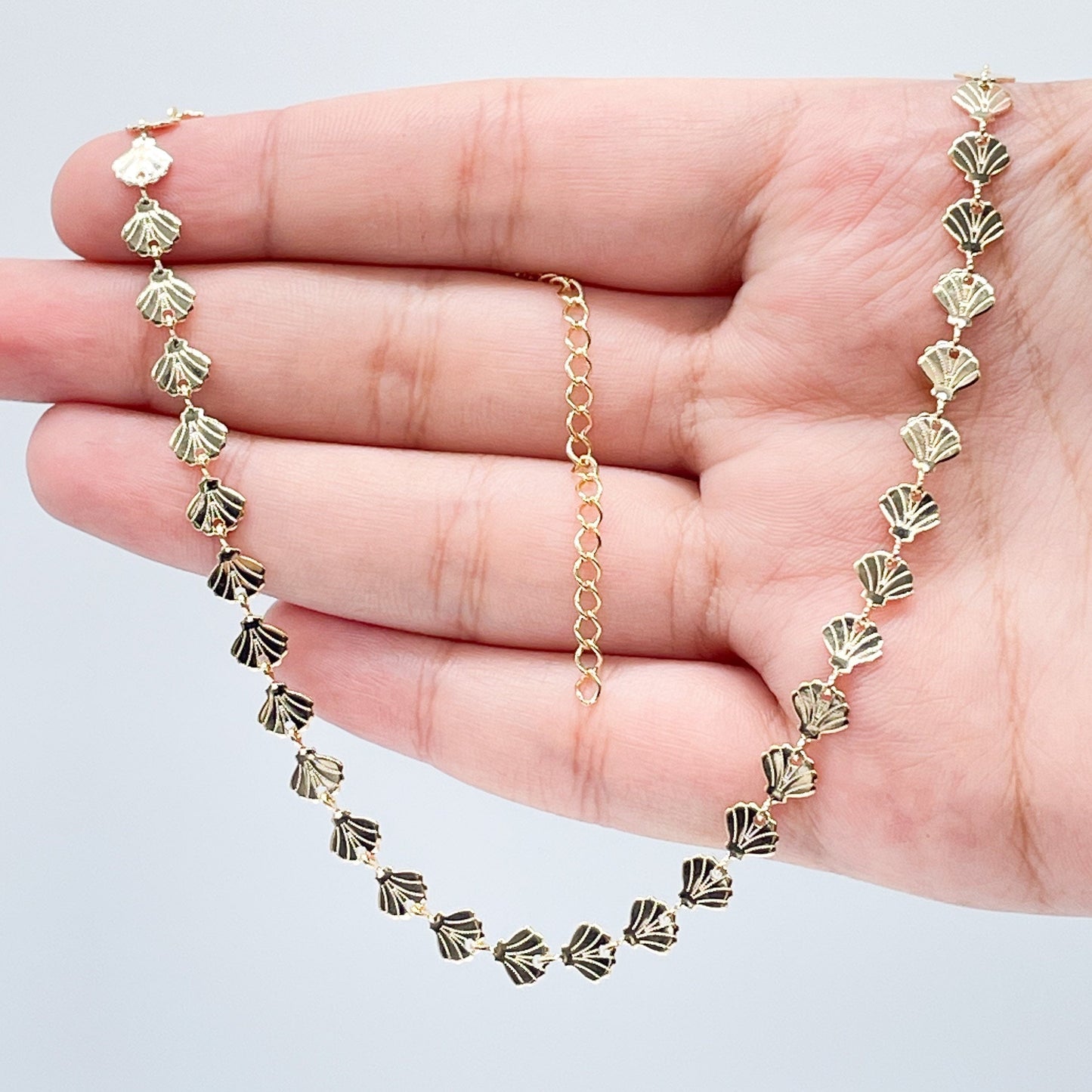 Adjustable 18K Gold Filled Connected Shell Choker Dainty Ocean Marine Jewelry Style And Jewelry Making Supplies